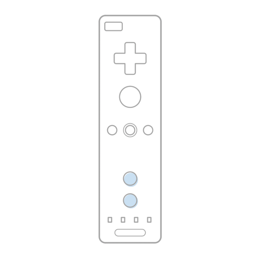line drawing of Wii controller with blue accent