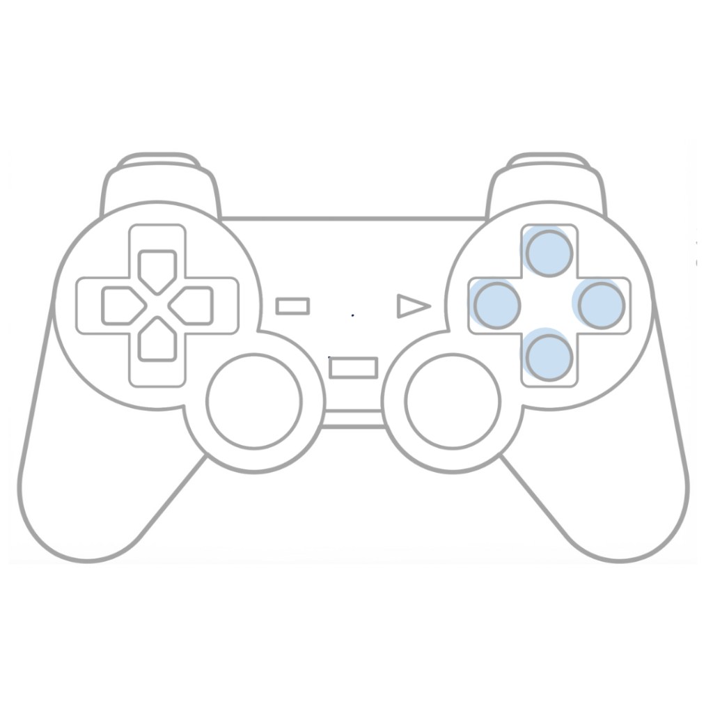 playstation controller line drawing with blue accent